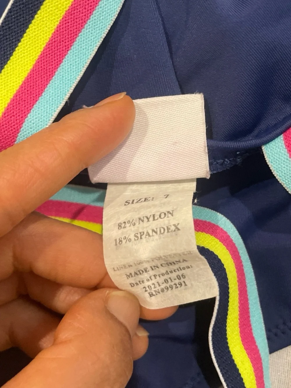 Kanu Surf Navy One-Piece Swimsuit with Rainbow Straps